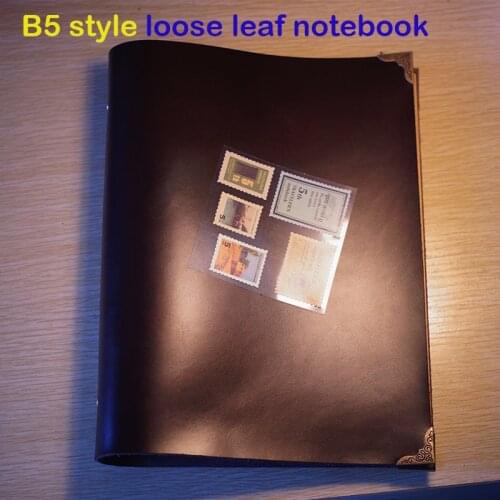 Handmade B5 size planner handmade genuine leather notebook 9 holes free imprint loose leaf kraft paper journal notebook