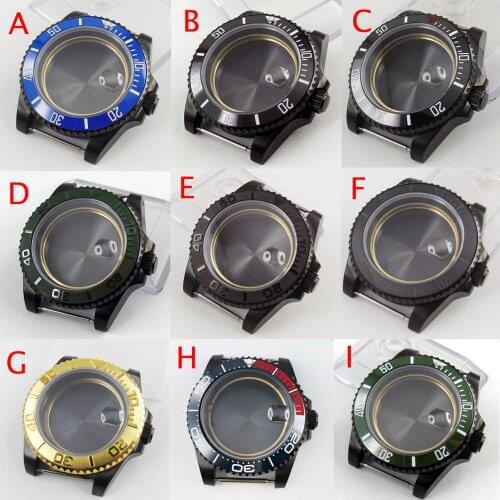 Black Case Fit NH35 Automatic Movement Ceramic Bezel Sapphire Glass Seeing -Through Backcover