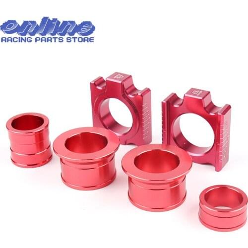 CNC Aluminum Rear Chain Adjuster Axle blocks With Front & Rear Wheel Hub Spacer for CR125 250R CRF 250R 250X 450R 450X Dirt bike