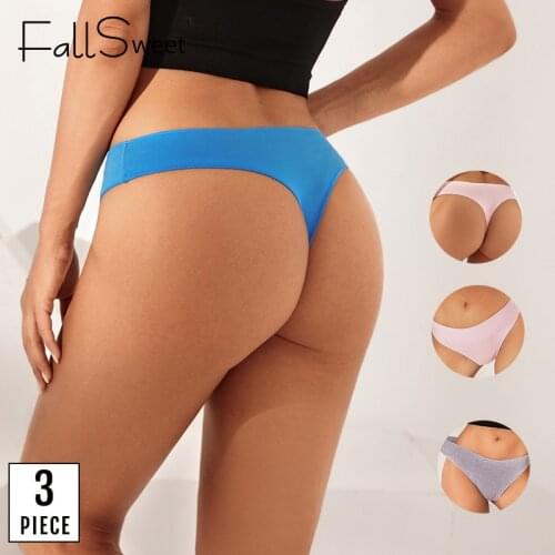 FallSweet 3pcs/ lot G-String Panties Cotton Underwear Women Sexy Lingerie Female Low Waist Briefs M -XXL