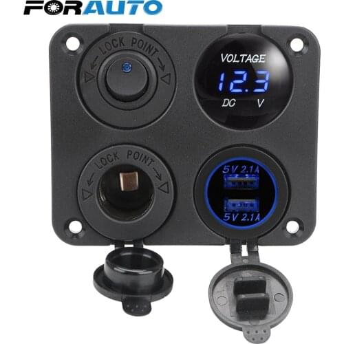 FORAUTO ON-OFF Switch 12V Cigarette Lighter 4 In 1 Car Charger 4.2A Voltmeter Dual USB Charger Auto Acessories Supplies