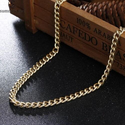 Gothic Gold Cuban Link Chain Necklace Men Women Fashion Jewelry Choker Collares De Moda Dropshipping