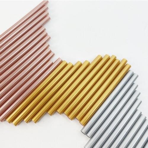 Hot Melt Glue Stick Retro Metallic Color Bronze Rose Gold Lacquer Wax Seal DIY Tools High Viscosity Adhesive 25PCS*7mm*100mm
