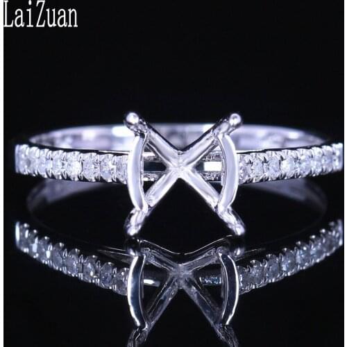 LaiZuan Round Cut 7-8mm Solid 10K White Gold 0.2ct Natural Diamonds Engagement Semi Mount Ring Women Exquisite Jewelry Gift