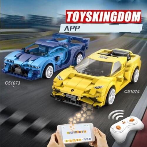 Beginner technical super sport car build block Bugattis Chiron Lambor Huracan Evo app rc brick 2.4Ghz radio remote control toy