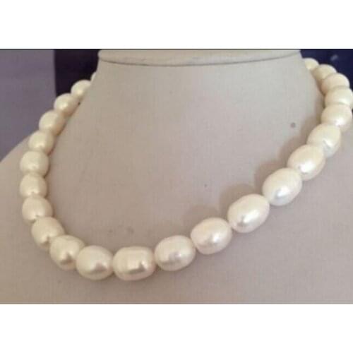 Beautiful 10-13MM south sea natural white pearl necklace 17 inch