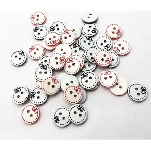 100pcs Red/Black 12mm Resin Round 2 Holes Laser Bows Buttons Sewing Novelty Buttton Accessories DIY Crafts