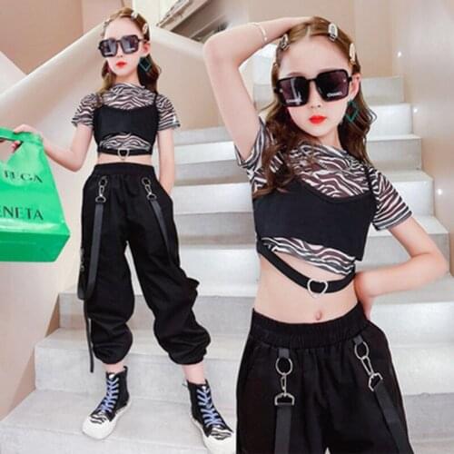 Girls Summer Clothing Suits Jazz Dance Costumes Childrens Hip-hop Street Dance Suits Tracksuit for Girl Teenage Kids Outfits