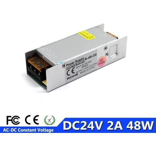 Mini Size Led Switching Power Supply 24V 2A 48W Transformers AC100-240V TO DC24V Power Source For LED Strip lamp 3D Printer CCTV
