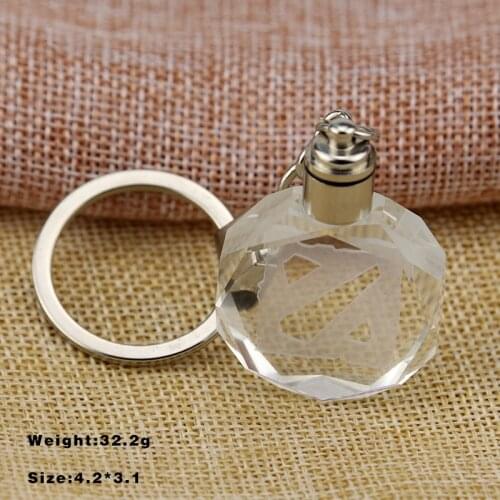 Fashion Colorful DOTA 2 Logo Defense of The Ancients Multiplayer Game Multi Crystal LED Light keychain