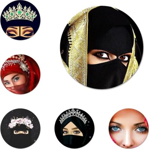 Muslim Islamic Gril Eyes Arabic Hijab Girl Badge Brooch Pin Accessories For Clothes Backpack Decoration gift