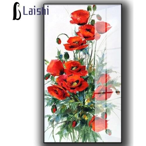 Full round square Drill Diamond Painting Kits Flower Wall Stickers Mosaic Poppy Flower Diamond embroidery Decorations For Home