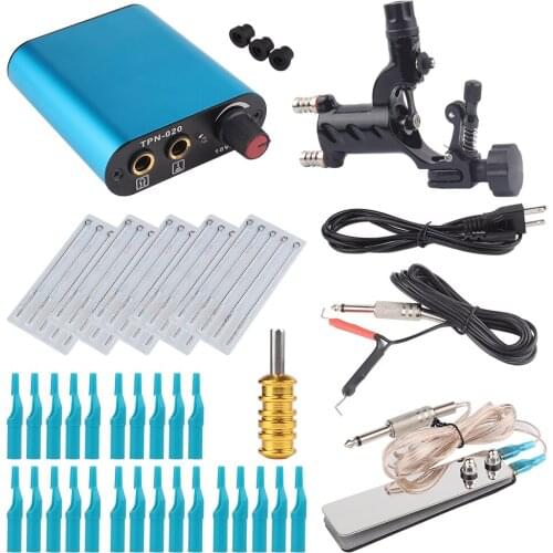 Tattoo Kit Black Rotary Tattoo Machine Shader & Liner With Tattoo Needle and Disposable Tattoo Tips Power Supply