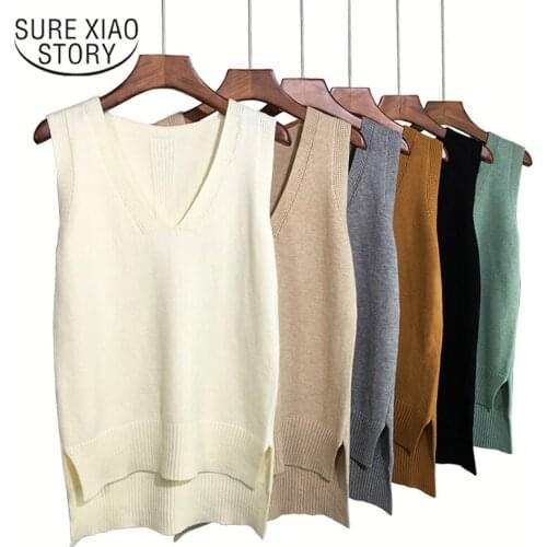 2021 New Spring Fashion Sweater Vest Women V-Neck Casual Sweater Vest Casual Office Lady Sleeveless Knitted Vest Women Korean