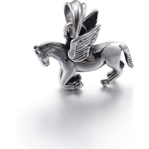 New Jewelry Titanium Steel Angel Wings Zodiac Horse Animal Pendant