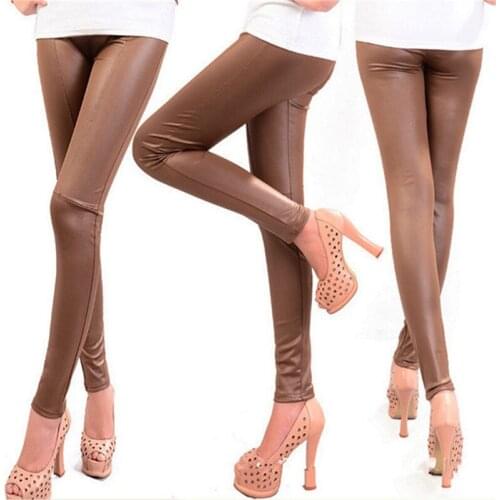 2020 Autumn PU Faux Leather Leggings Women Black Skinny Pants Female Korean Slim Ladies Plus Size Pencil Leggins S-4XL