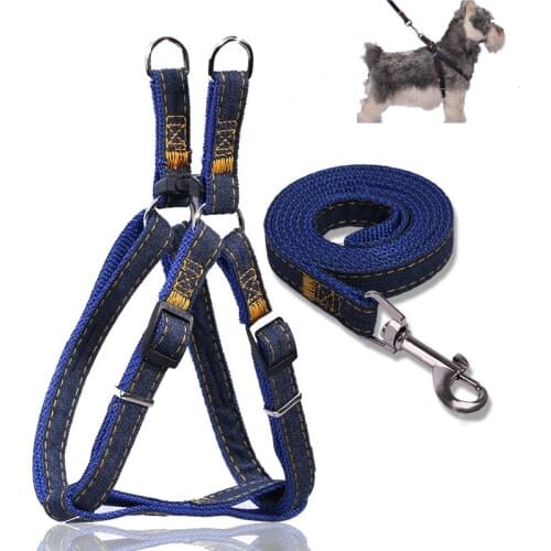 Petfangfang Jean Puppy Dog Harness Vest And Leash Set For Small Large Dog Leash Rope Adjustable Pet Accessories Outdoor