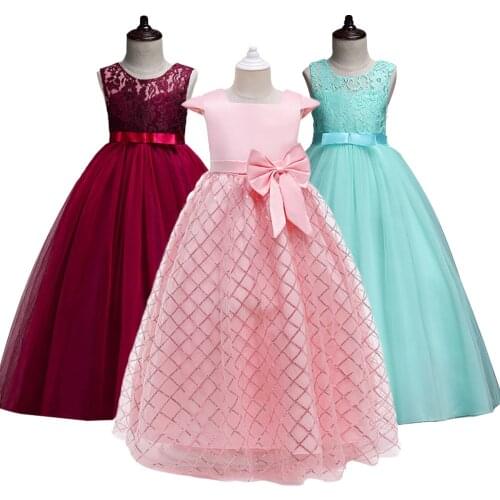 Dress for girls girls elegant lace long gauze puff dress princess dress wedding party dress formal dress fancy dress for girls