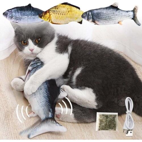 Pet Plush 3D Fish Shape Electronic Cat Toy Gifts Soft Catnip Fish Stuffed Pillow Doll Simulation Fish Playing Pet Molar Toys