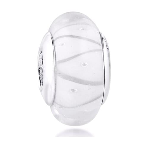 Fits Pandora Bracelet 925 Sterling Silver White Looking Glass Charms Beads for Jewelry Making Berloques