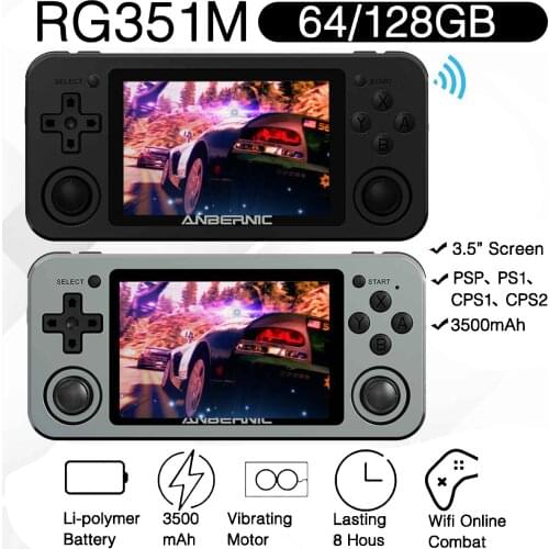 RG351M Retro Game Console 3.5inch IPS Screen Portable Metal Shell Video Game Console Built-in WIFI Module RK3326 Handheld Player