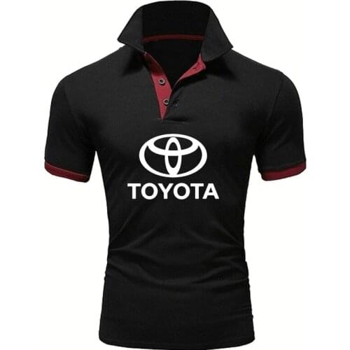 Summer casual trend Mens tops Toyota Car Logo printing high quality Cotton short sleeve Hip hop Solid color Mens polo shirt