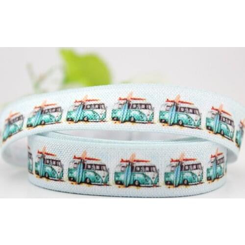 Cartoon Car 16mm FOE elastic ribbon 5/8" fold over elastic printed ribbons DIY headband sewing accessories tapes 10 yards