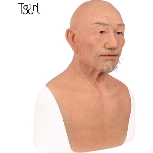 Silicone Male Headgear Old William Realistic Silicone Masquerade Full Head Tricky Props