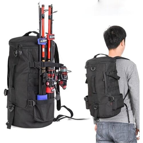 Fishing Tackle Bag Double Shoulder Cylindrical Bag Waist Bag Bait Equipment Practical Storage Fishing Luggage Tactical Bag