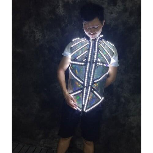 Future Tech Lumious jacket Warrior Vest space show light up laser costume stage Colorful led coat dress robot suit