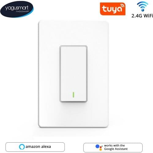 Yagusmart Tuya WiFi Smart Switch Push Button Switch Alexa Google Home Smart Life Control Wall Light Switch Neutral Required