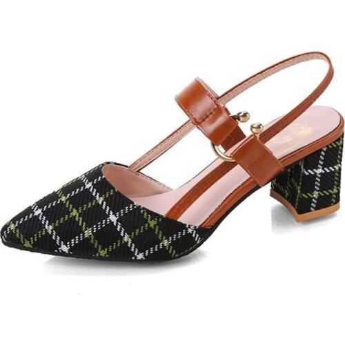 2020 New Style Mesh casual Pumps appliques women summer shoes buckle strap Shoes woman high heel Pointed toe lady shoes