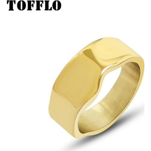 TOFFLO Stainless Steel Jewelry Simple Plain Ring Womens Fashion Ring BSA148