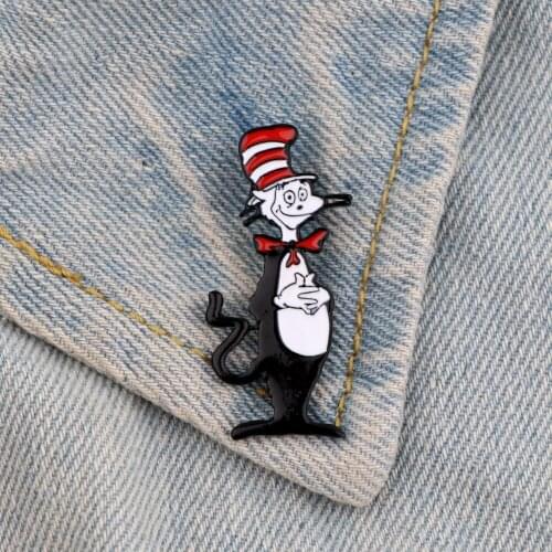 MD761 DMLSKY Funny Cat Metal Pins Enamel Brooches for Women Men Lapel Pin Backpack Badge Denim Pin Brooch