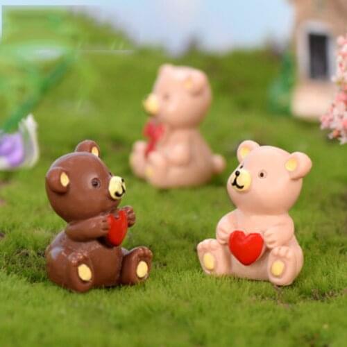 ZOCDOU 1 Piece Cute Cartoon Cute Gardening Bear Small Statue Figurine Ornament Miniatures Children Toy Decoration Gift