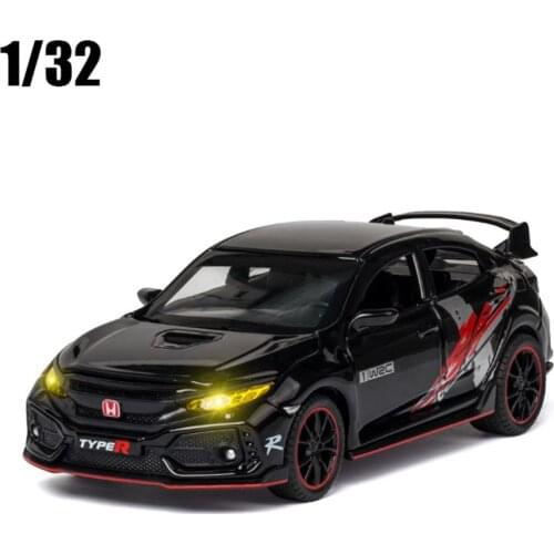 1:32 HONDA CIVIC TYPE-R Diecast Toy Vehicles Car Model With Sound Light Collection Car Toys For Children Gift Toys
