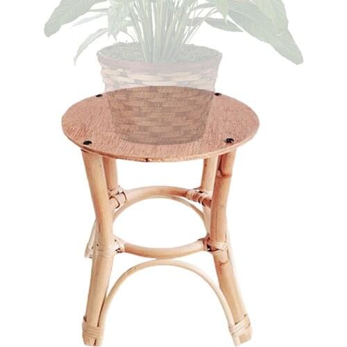 1PC Natural Hand-woven Rattan Plant Flower Stand Durable Decorative Shelf Holder For Gardening Interior Decoration Drop Ship