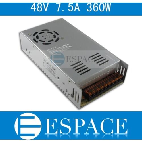 10piece/lot Best quality 48V 7.5A 360W Switching Power Supply Driver for LED Strip AC 100-240V Input to DC 48V free fedex