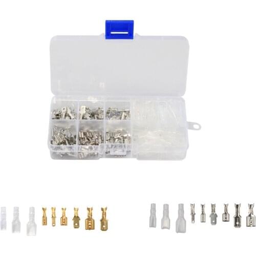 180Pcs 2.8/4.8/6.3mm Electrical Wire Connector Crimp Terminals Female/Male Spade Connectors Assortment Kit
