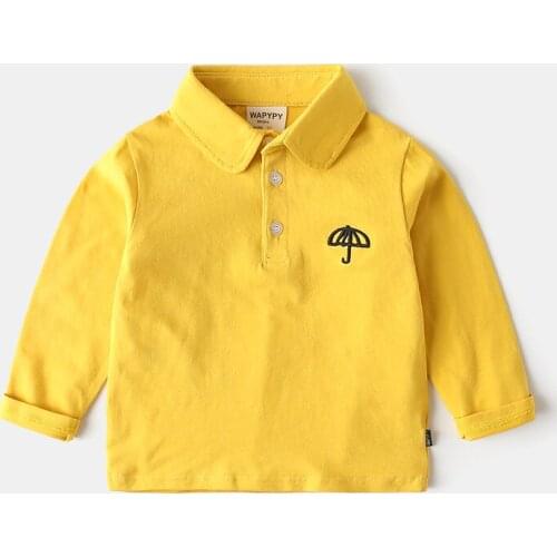 2-8year baby boys t-shirt clothes turn-down collar cotton formal children clothing long sleeve tshirts kids top tees