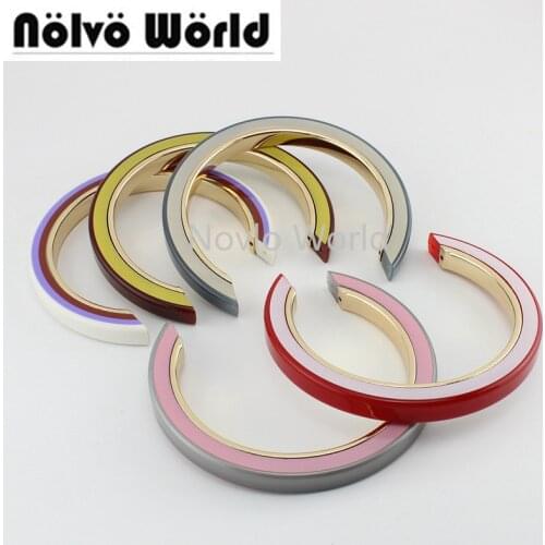 2pcs 7 Colors mixed acrylic metal 3 layers Arch resin handle,Semi-circle oblique handle for women bags handbag purse sewing
