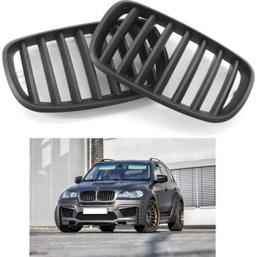 2Pcs Matte Black Front Bumper Kidney Grille Fit For BMW E70 X5 E71 X6 07-14 ABS
