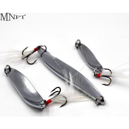 MNFT 2Pcs Silver Metal Feather Sequins Hard Baits Spoon Noise Treble Hooks 5-21g 6 Style Fishing Spoon Lure Choose