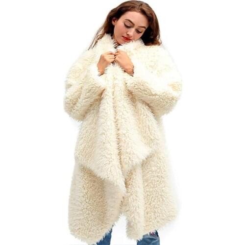 2019Autumn Winter Fashion Thicken Warm Clothing Female Outerwear Plush Coat Long Sleeve Double-sided Fluffy Fleece Cardigan Tops