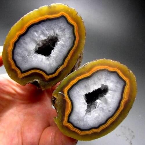397g Pair of Unpolished Achat Agate Thunderegg Half Geode - crystals and stones healing Mineral specimen Home Decor L0155
