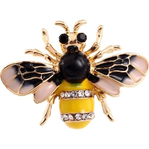 Women Ladies Vintage Chic Enamel Rhinestone Bumble Bee Brooch Pin Costume Badge Jewellery Gift