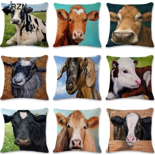 Animal Cow Print Pillowcase Sofa Cushion Cover Couch Cotton Linen Pillow Cover Case Home Decor 45x45cm Fundas De Cojin