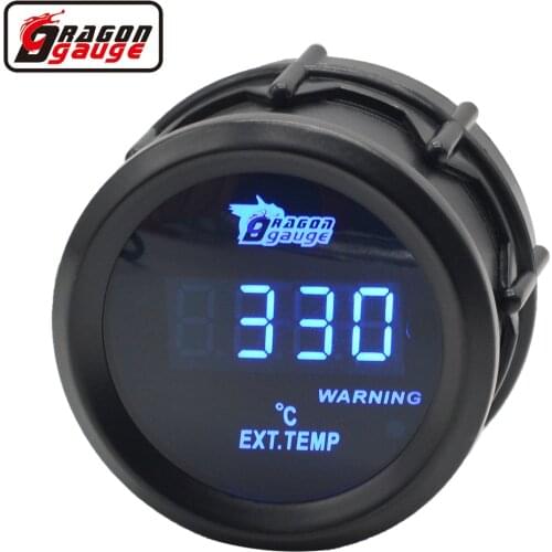 Dragon gauge 52mm Blue LED backLight Car Racing Modification Digital Exhaust Gas 200~13000 CelsiusTemperature Meter With Sensor