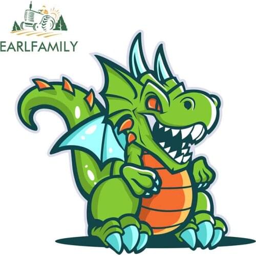 EARLFAMILY 13cm x 12.1cm For Cartoon Cute Dragon Personality Car Sticker Sunscreen Decal Waterproof Vinyl Material Decoration