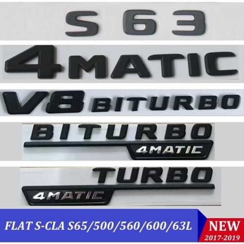 New Flat Black S63 S320 S65 Emblem Badge W221 W222 Auto Car Para Luces Letters Trunk Rear Star Badge Logo For Mercedes Benz AMG